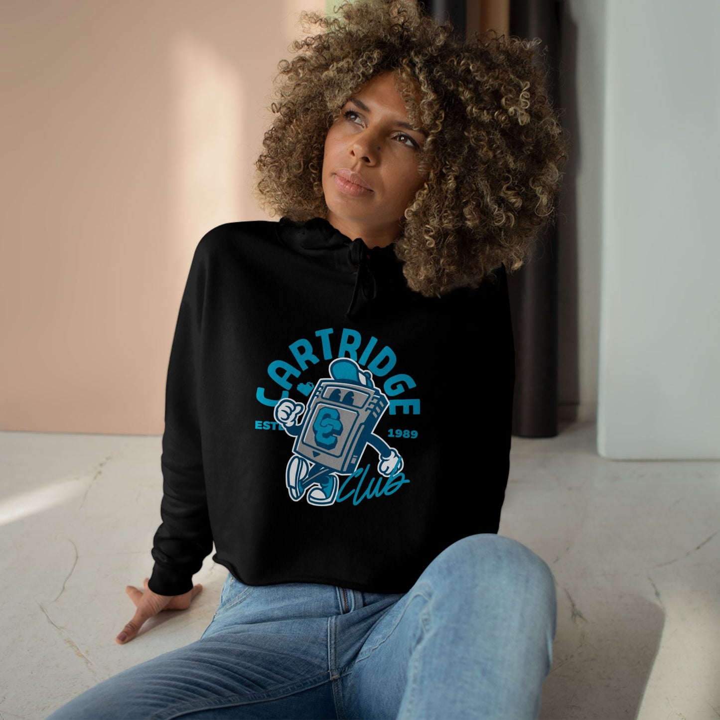 Cartridge Club Cropped Hoodie: Blue Edition