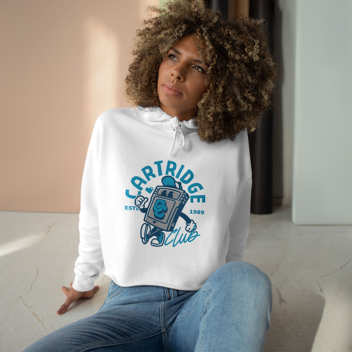 Cartridge Club Cropped Hoodie: Blue Edition