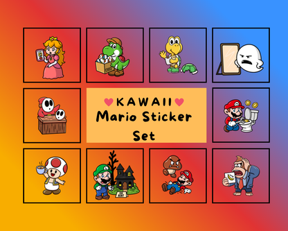 Kawaii Mario Sticker Set: Kingdom Chaos