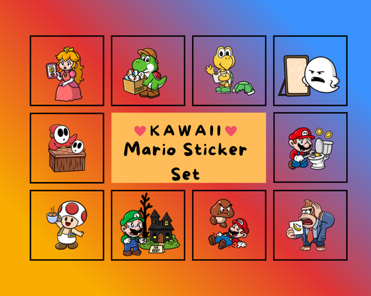 Kawaii Mario Sticker Set: Kingdom Chaos