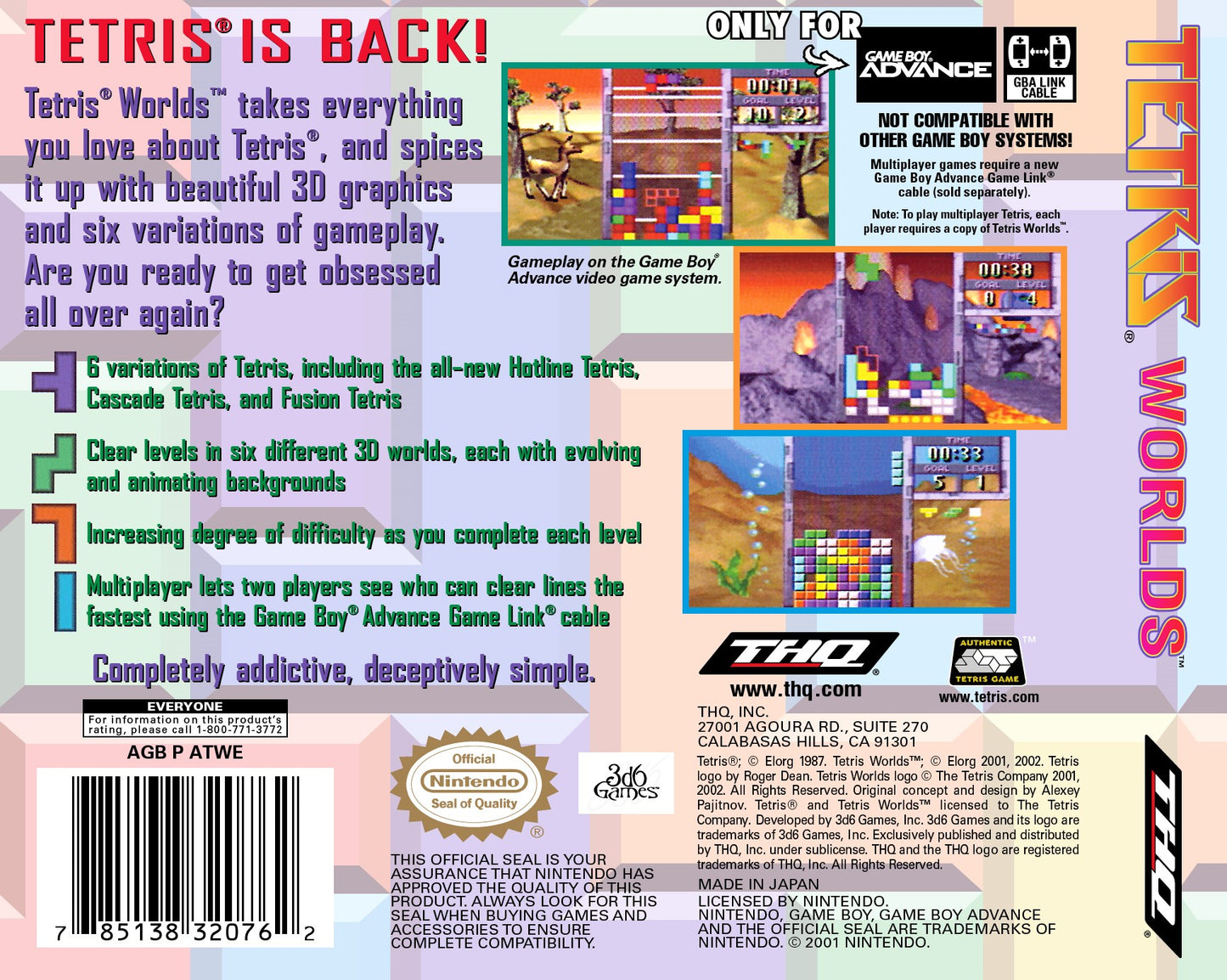 Tetris Worlds (Game Boy Advance, Cartridge Only)