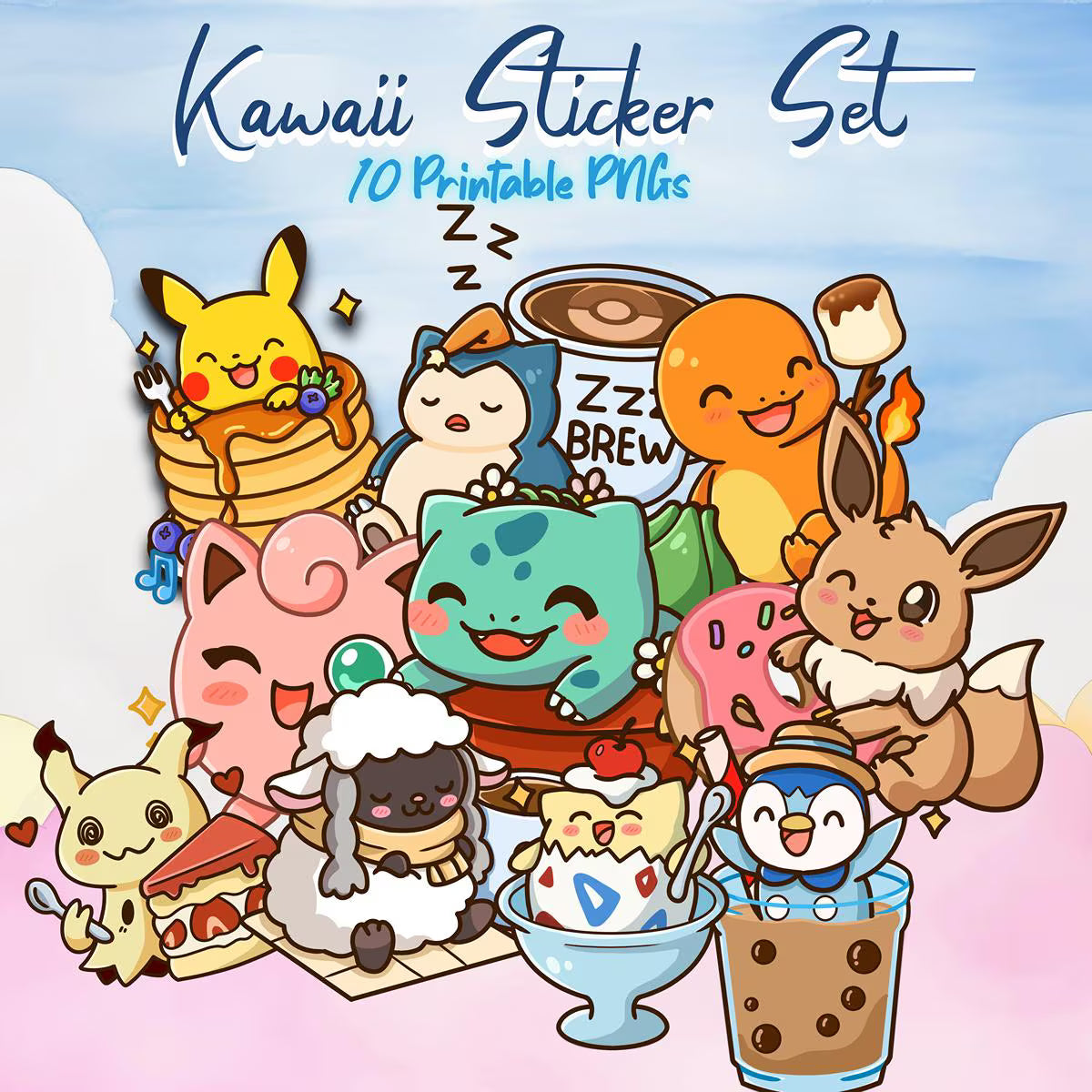 Kawaii Pokémon Sticker Set: Foodie Edition